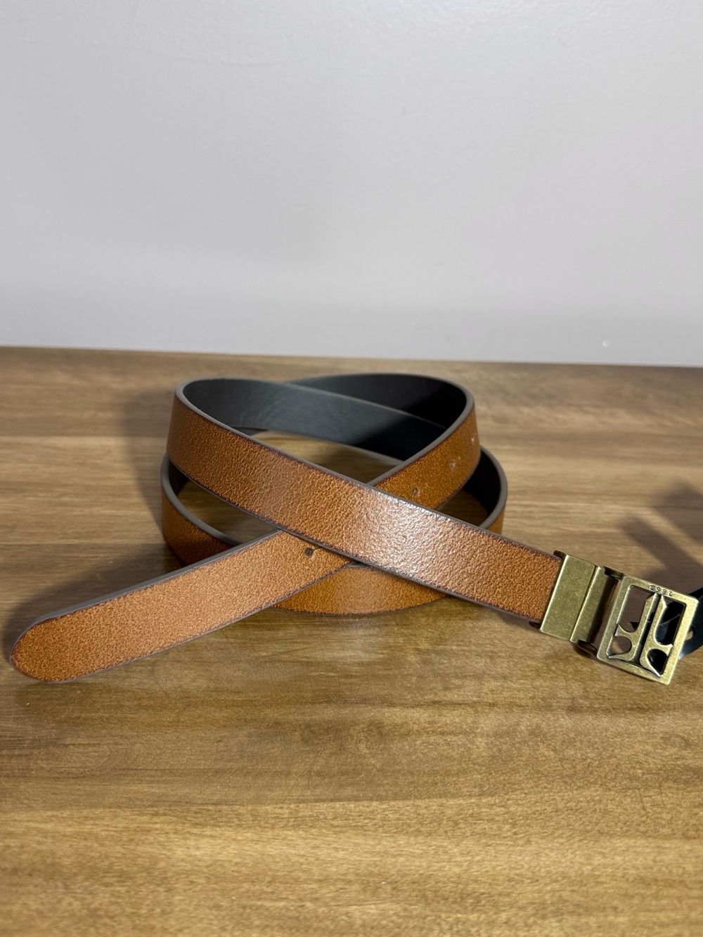 Frye Genuine Leather Belt with Brass Buckle